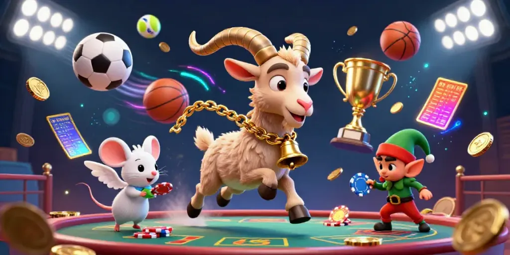 Experience the HITCLUB thrills with Krampus and festive characters in a vibrant casino scene.