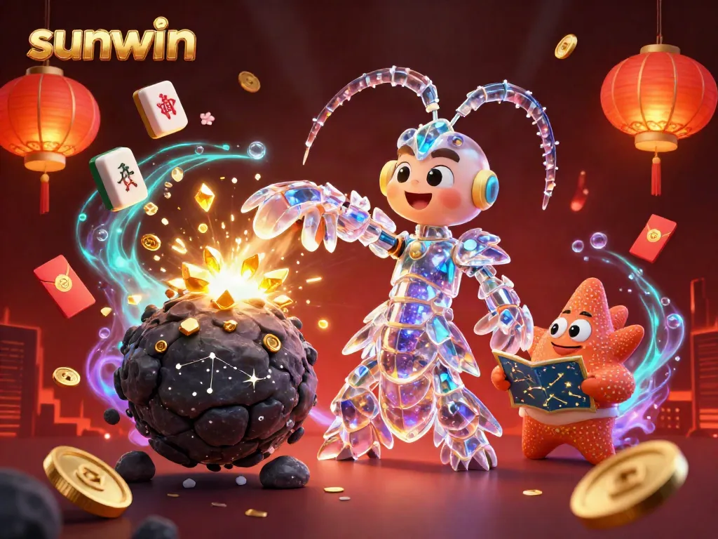 Experience exciting gameplay at sunwin with vibrant 3D cartoon characters and casino elements.
