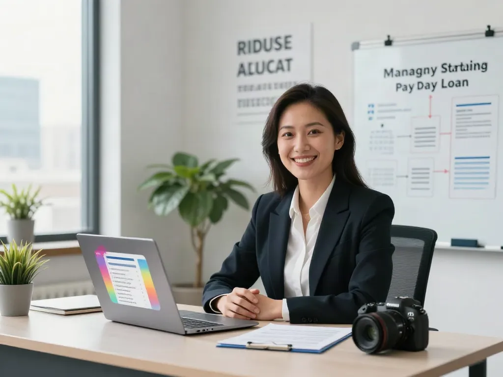 Financial consultant discussing payday loan options at https://paydayloans-on.ca in a modern office.