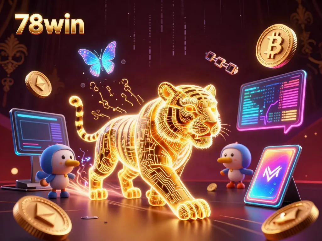 Experience immersive gaming with 78win as the neon tiger prowls a digital casino landscape.