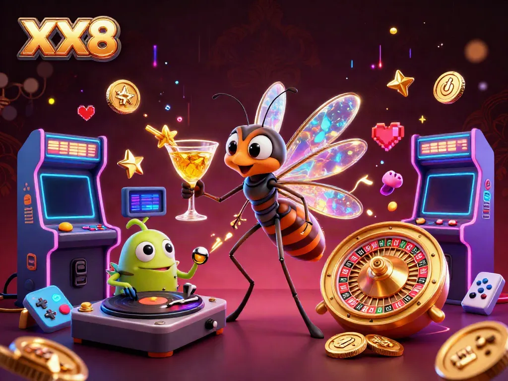 Experience vibrant gameplay at XX8 with lively casino mascots and exciting game elements.