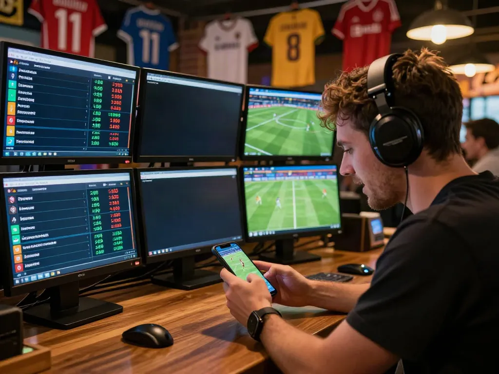 WWBOLA sports betting user engaged in football match analysis.