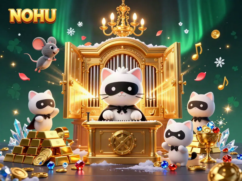 Experience thrilling jackpots at NOHU with enchanting characters in a vibrant casino scene.