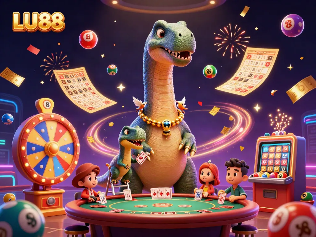 Engage in a vibrant LU88 casino experience with colorful lottery balls and dynamic celebrations.