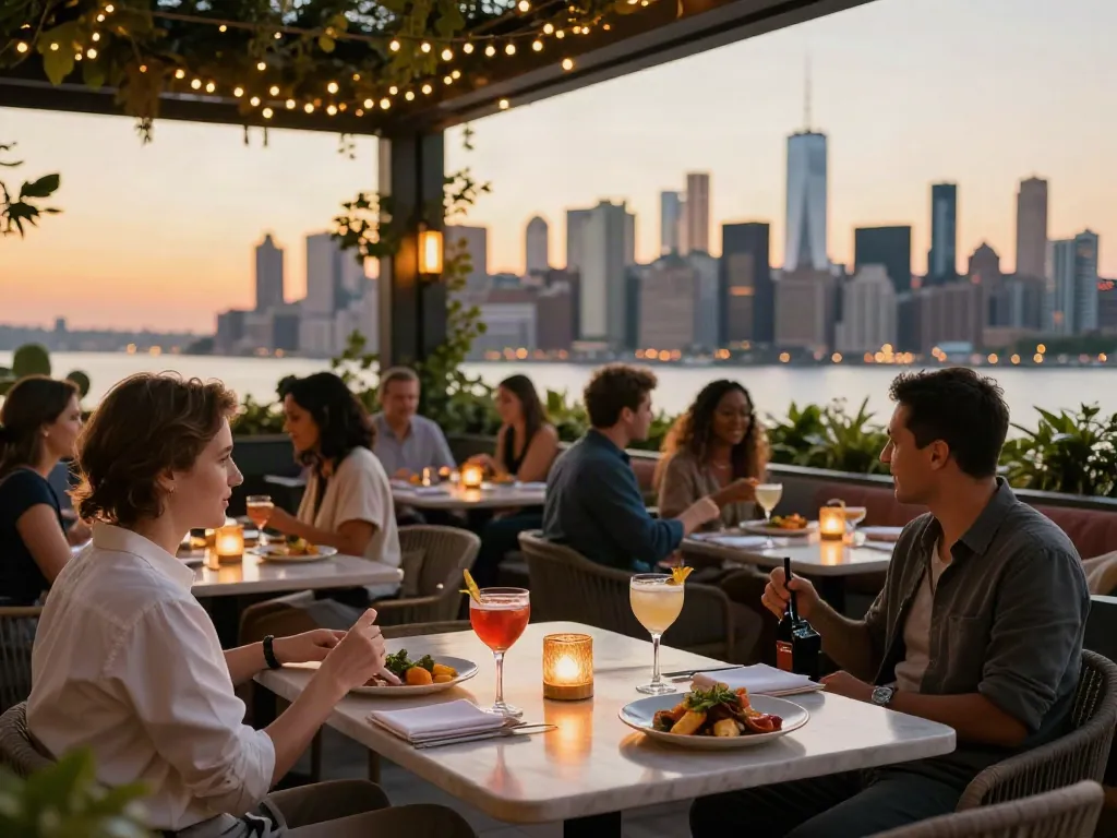 NoHu rooftop bar dining experience with city views and cocktails.