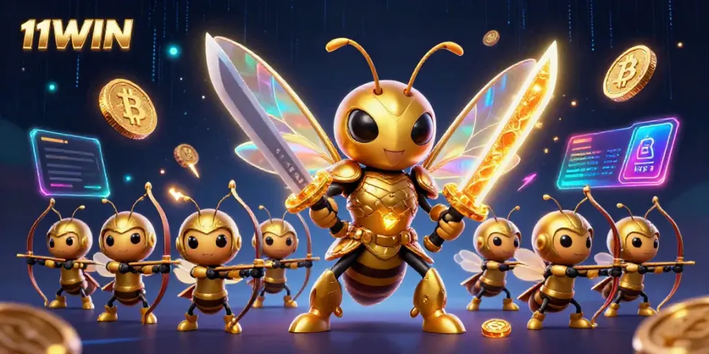 Engage with 11WIN's vibrant online gaming action featuring digital coins and enchanting characters.
