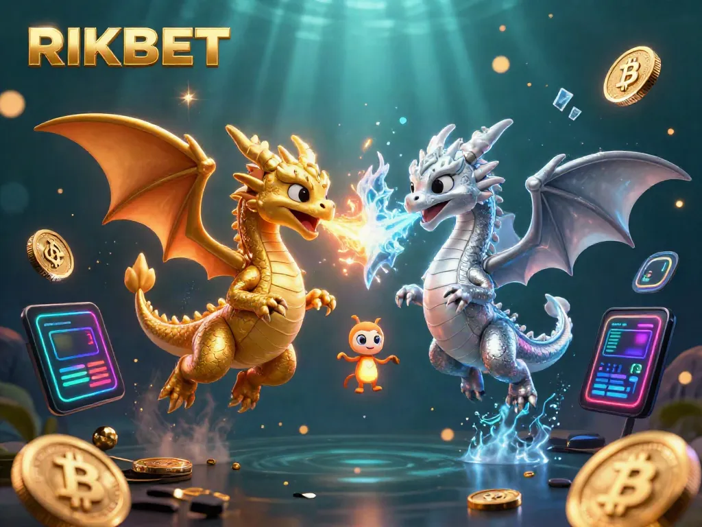 Experience the thrilling RIKBET adventure with dynamic dragons and glowing crypto elements.