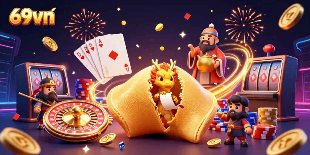 Engage with thrilling casino adventures at 69vn, showcasing magical elements and dynamic gaming action.