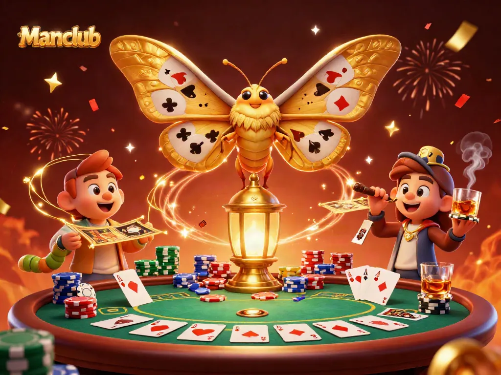 Experience the thrilling games at Manclub with our vibrant and dynamic casino illustration, showcasing exciting card play.
