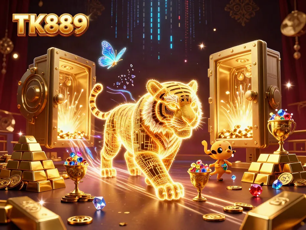 Engage with TK889 through a vibrant illustration capturing the excitement of the online casino experience.