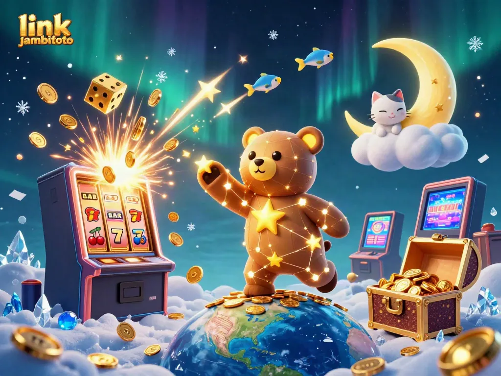 Experience the magic of link jambitoto with our colorful slot machine bursting with coins and vibrant characters.