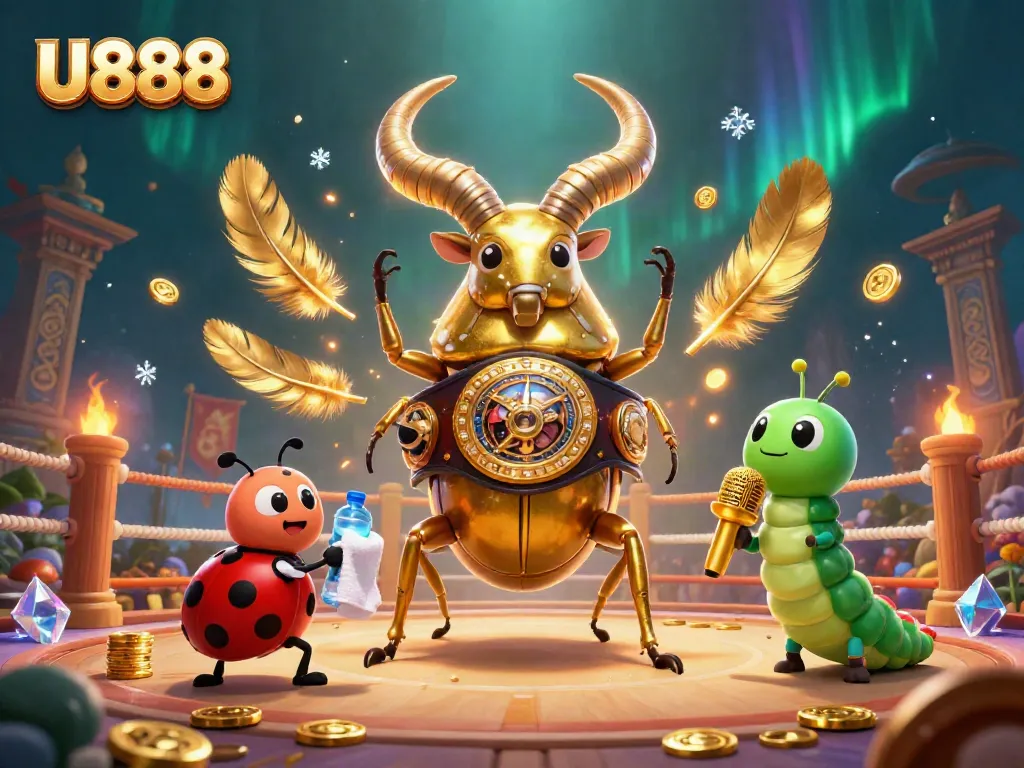 Engage in thrilling betting action with U888's vibrant 3D illustration showcasing fun casino elements.