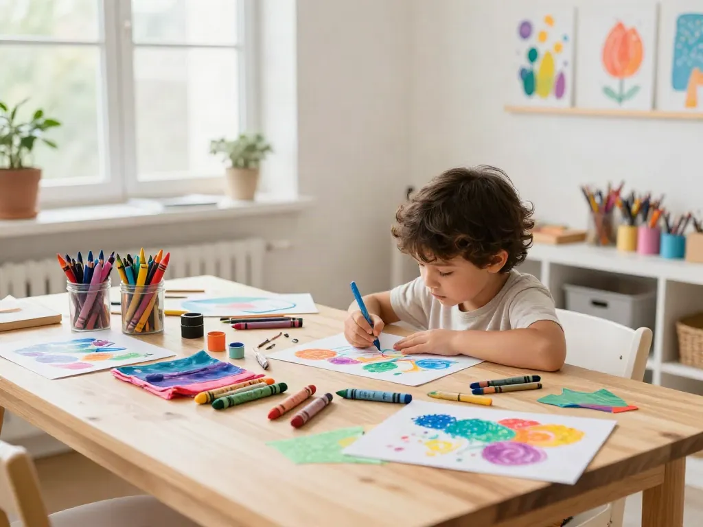Crayon manufacturers showcase vibrant crayons in a creative studio.