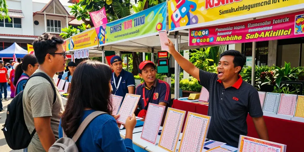 Pasaran Togel terbaru dengan pengunjung antusias menjalankan transaksi di Dewalangit