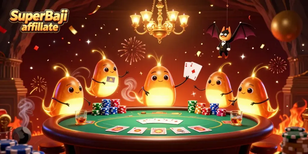 Engage with the SuperBaji affiliate program through vibrant casino visuals and dynamic gameplay elements.