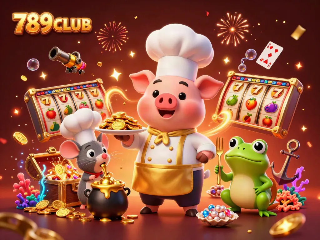 Watch the 789CLUB characters enjoy a vibrant casino adventure, filled with gold and excitement.