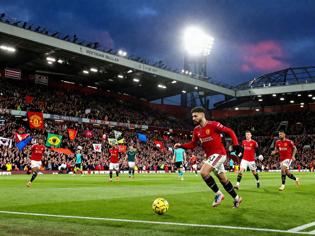 Exciting moment from the Manchester United vs Liverpool match showcasing passionate fans and intense player action.