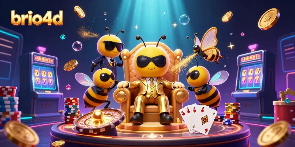 Experience fun gameplay with brio4d as the cartoon mob boss oversees a spectacular casino scene.