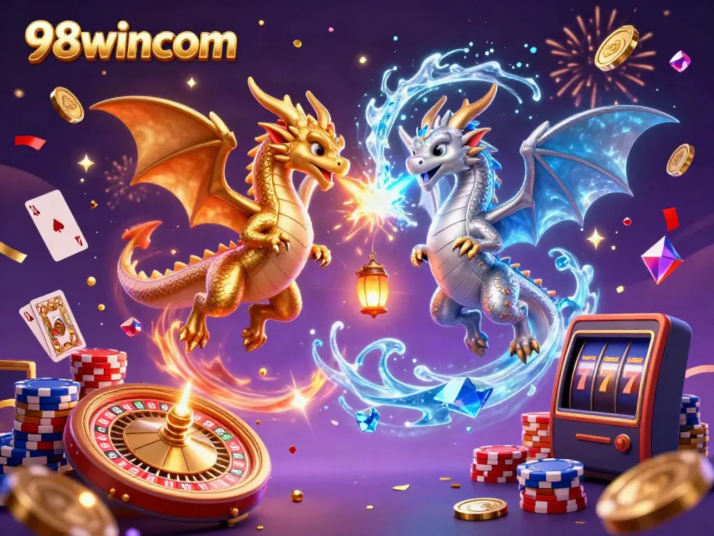 Experience the thrilling world of gaming with 98wincom, featuring dynamic elements of fire and ice.